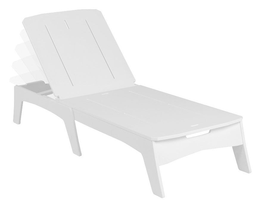 Ledge Lounger Mainstay chaise — white poolside chaise lounge, angled view