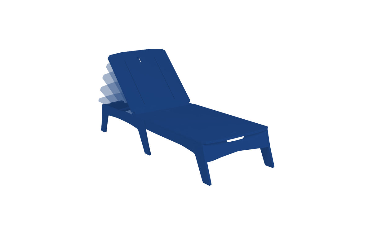 Ledge Lounger Mainstay chaise — navy colourway, angled view