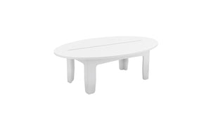 Ledge Lounger Mainstay coffee table — oval shape, angled view