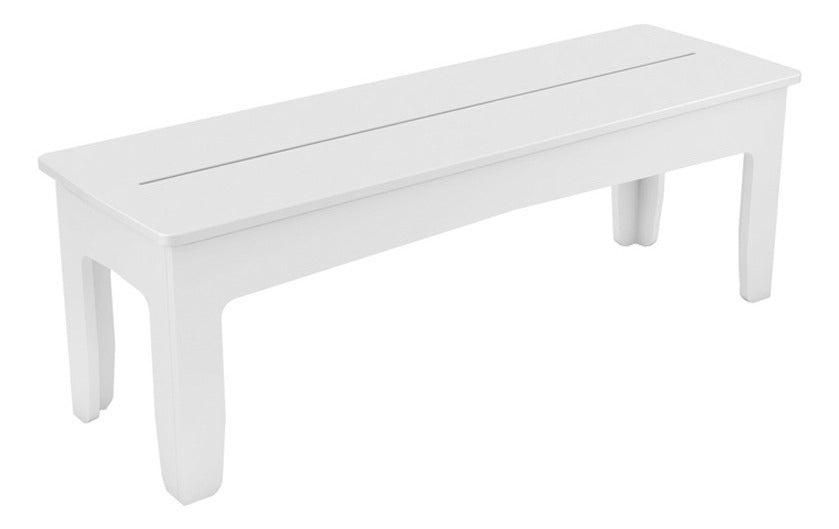 Ledge Lounger Mainstay dining bench — white outdoor dining bench, angled view