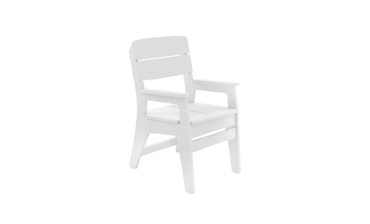 Ledge Lounger Mainstay dining chair — armchair style, angled view