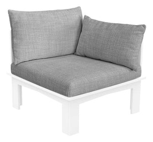 Ledge Lounger Mainstay Sectional Relaxed left arm piece — white relaxed sectional left arm, angled view
