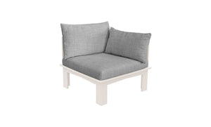 Ledge Lounger Mainstay Sectional Relaxed left arm piece — cloud colourway, angled view