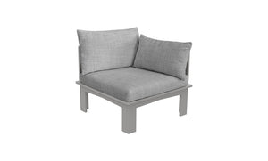 Ledge Lounger Mainstay Sectional Relaxed left arm piece — gray colourway, angled view