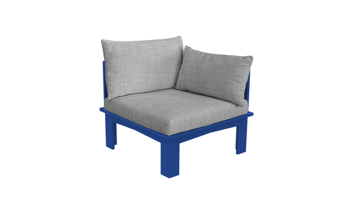 Ledge Lounger Mainstay Sectional Relaxed left arm piece — navy colourway, angled view