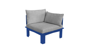 Ledge Lounger Mainstay Sectional Relaxed left arm piece — navy colourway, angled view