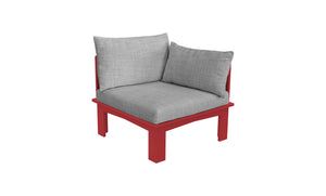 Ledge Lounger Mainstay Sectional Relaxed left arm piece — red colourway, angled view