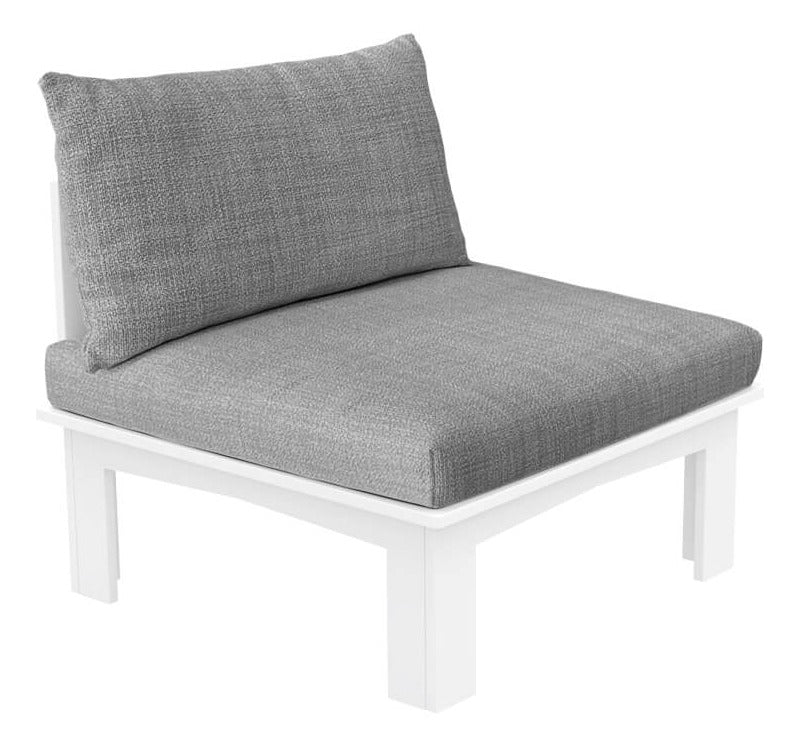 Ledge Lounger Mainstay Sectional Relaxed middle piece — white relaxed sectional middle piece, angled view