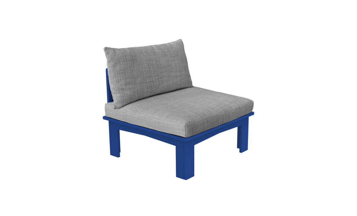 Ledge Lounger Mainstay Sectional Relaxed middle piece — navy colourway, angled view