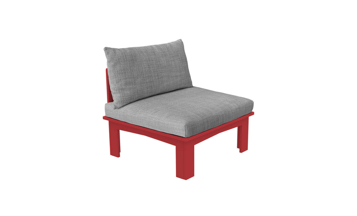 Ledge Lounger Mainstay Sectional Relaxed middle piece — red colourway, angled view