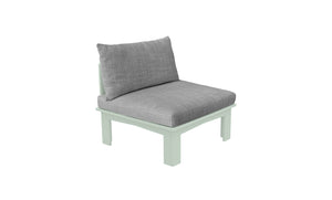 Ledge Lounger Mainstay Sectional Relaxed middle piece — sage green colourway, angled view