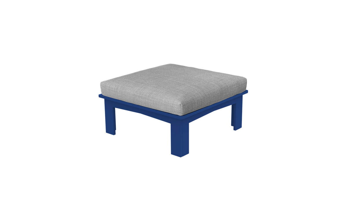 Ledge Lounger Mainstay Sectional Relaxed ottoman — navy colourway, angled view