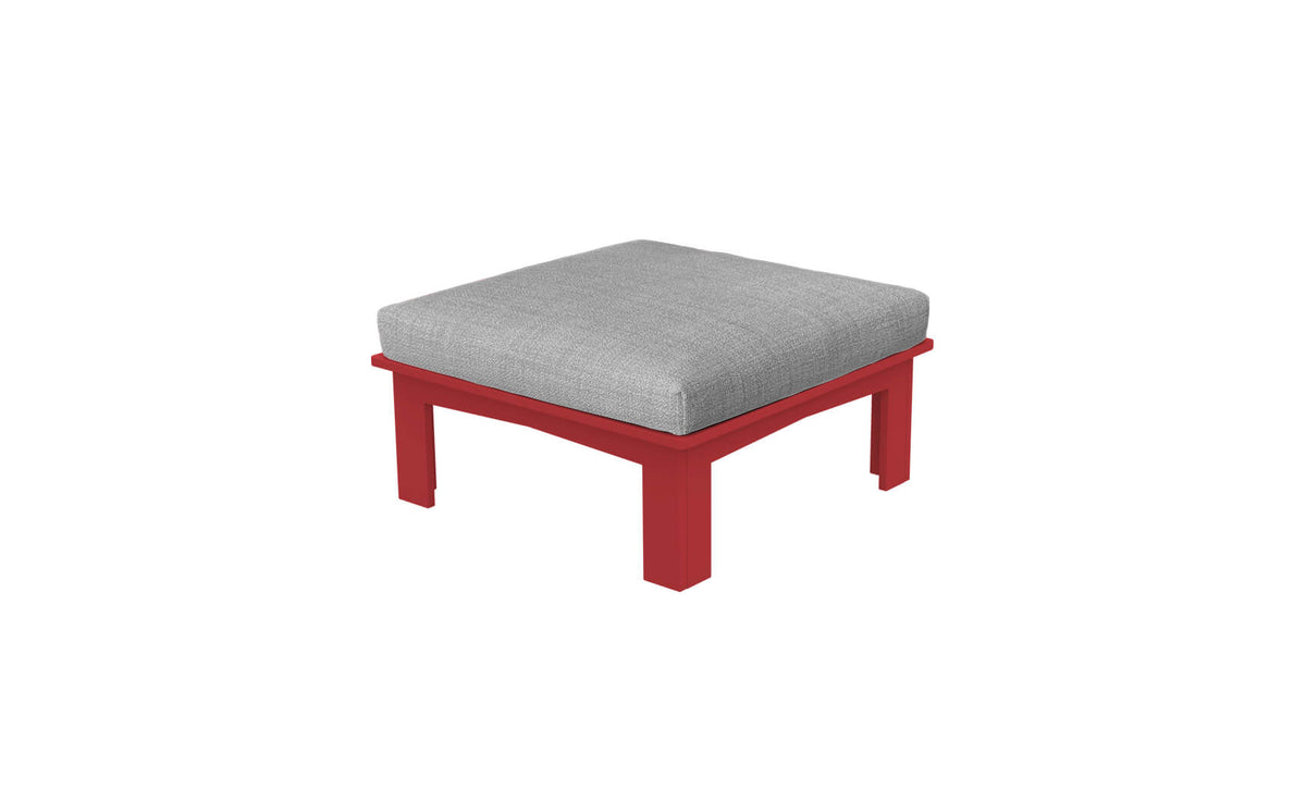 Ledge Lounger Mainstay Sectional Relaxed ottoman — red colourway, angled view