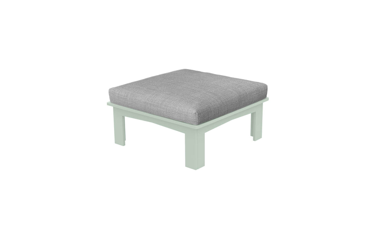 Ledge Lounger Mainstay Sectional Relaxed ottoman — sage green colourway, angled view