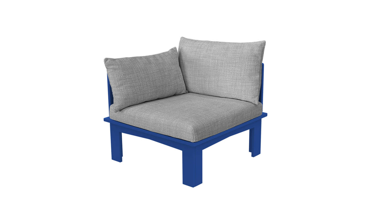 Ledge Lounger Mainstay Sectional Relaxed right arm piece — navy colourway, angled view