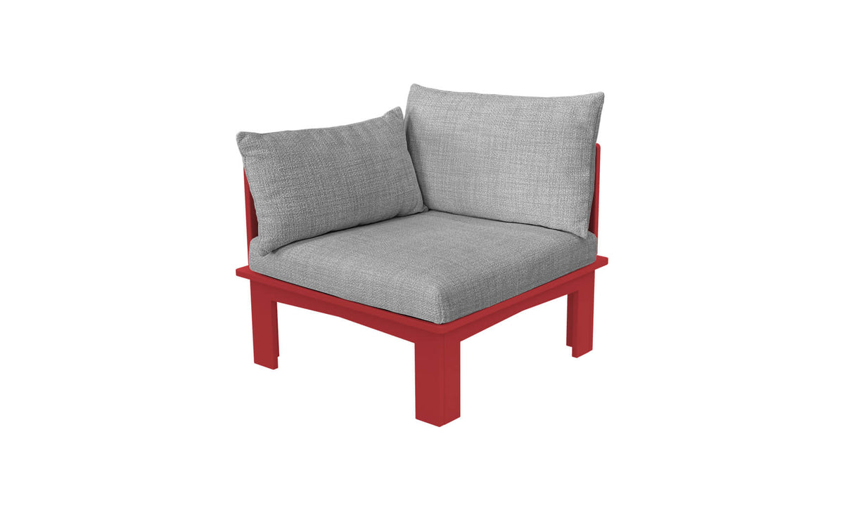 Ledge Lounger Mainstay Sectional Relaxed right arm piece — red colourway, angled view