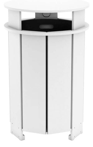Ledge Lounger Mainstay round trash bin — white outdoor resin trash bin, round