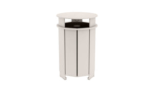 Ledge Lounger Mainstay round trash bin — cloud colourway, front view