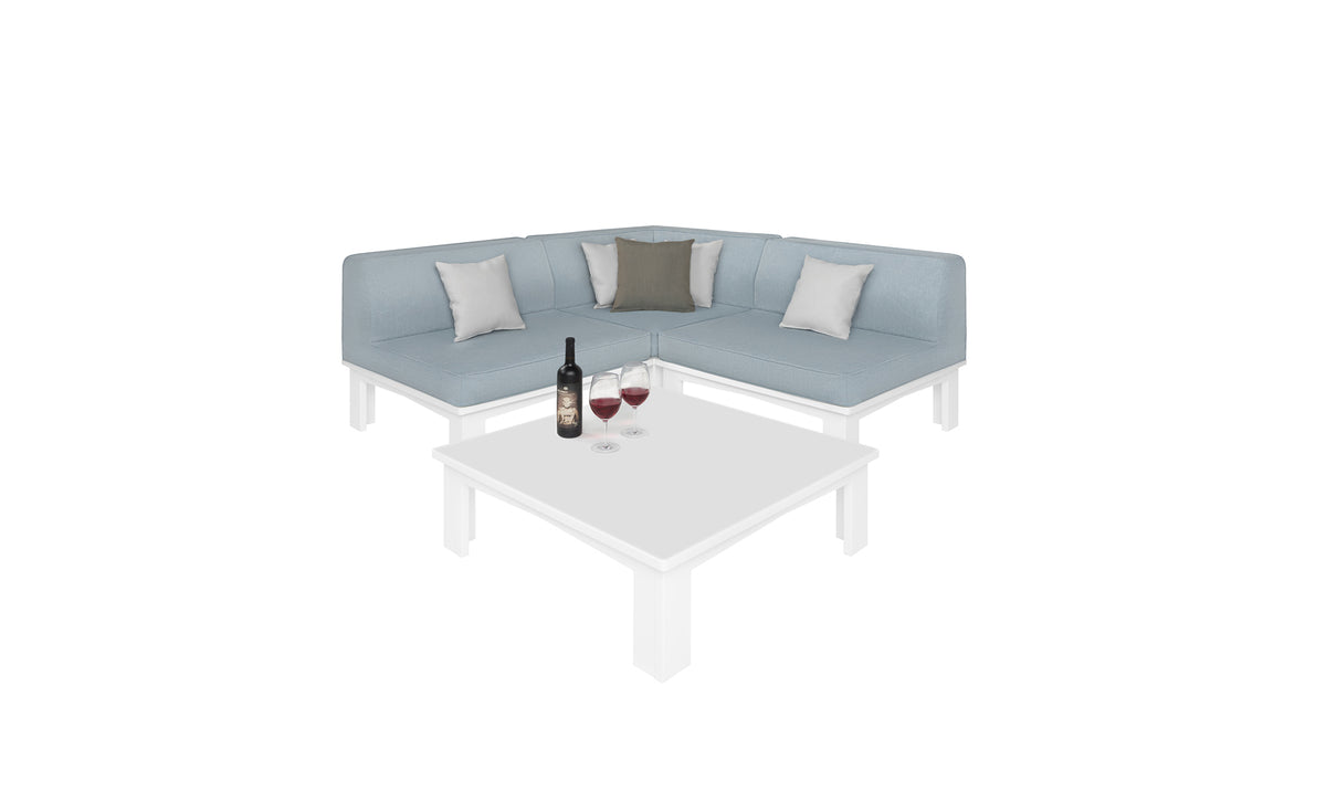 Ledge Lounger Mainstay Sectional corner piece — four-piece diamond layout