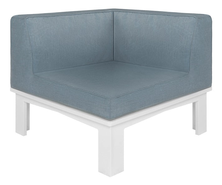 Ledge Lounger Mainstay Sectional corner piece — white outdoor sectional corner piece, angled view