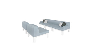 Ledge Lounger Mainstay Sectional middle piece — five-piece sofa and chairs layout