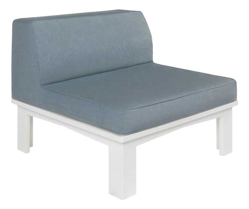 Ledge Lounger Mainstay Sectional middle piece — white outdoor sectional middle piece, angled view