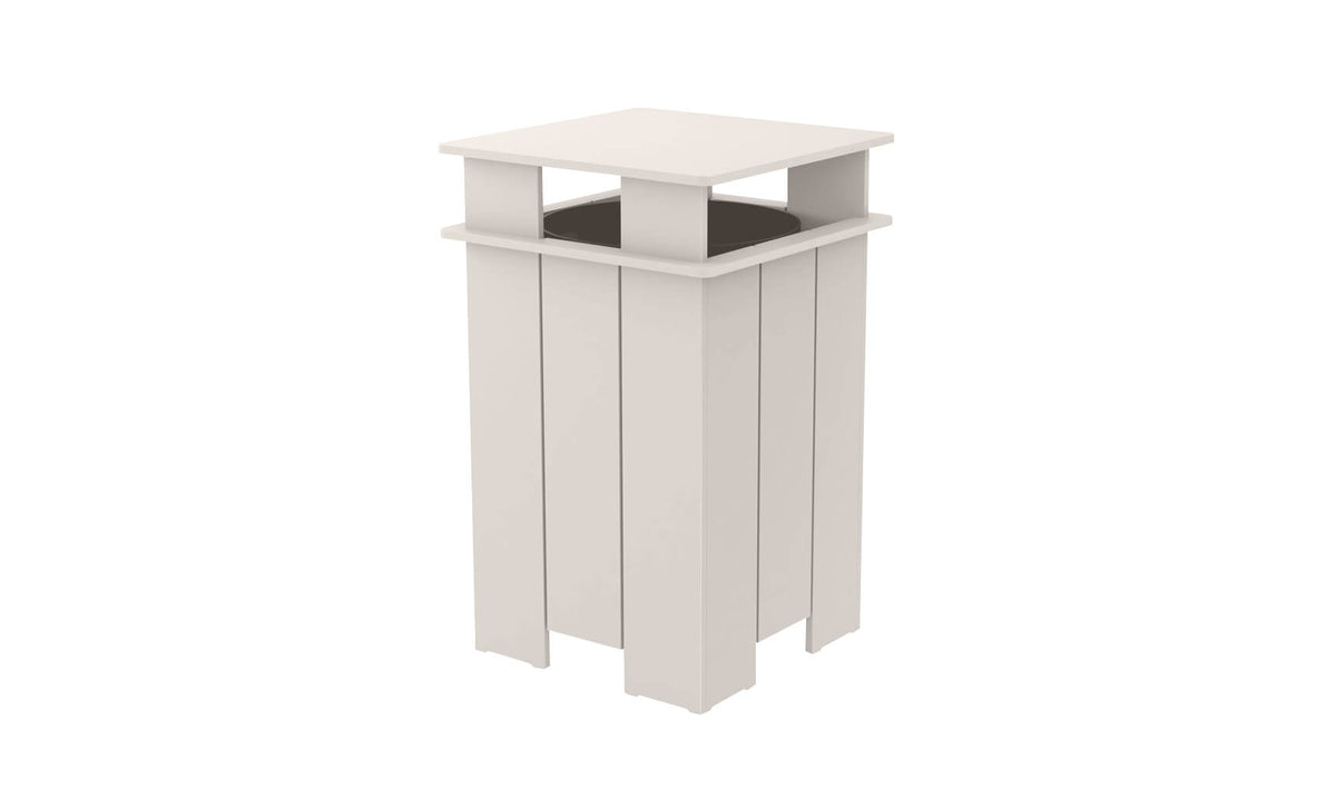 Ledge Lounger Mainstay square trash bin — cloud colourway, front view