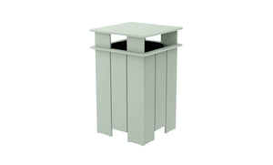 Ledge Lounger Mainstay square trash bin — sage green colourway, front view