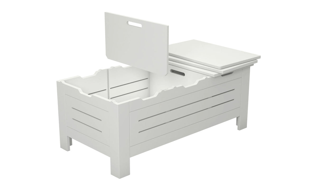 Ledge Lounger Mainstay storage coffee table — lid open, storage compartment
