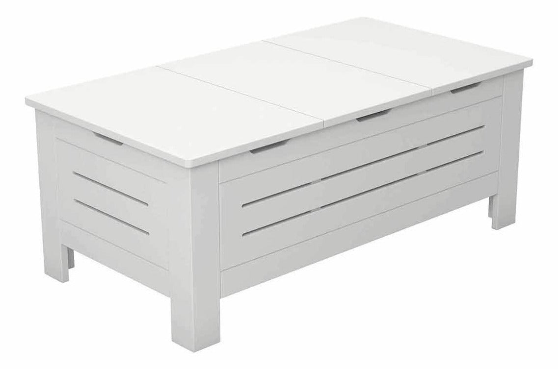 Ledge Lounger Mainstay storage coffee table — white outdoor storage coffee table, closed