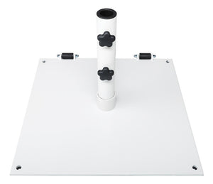 Ledge Lounger steel plate umbrella base — shown upright on a plain backdrop