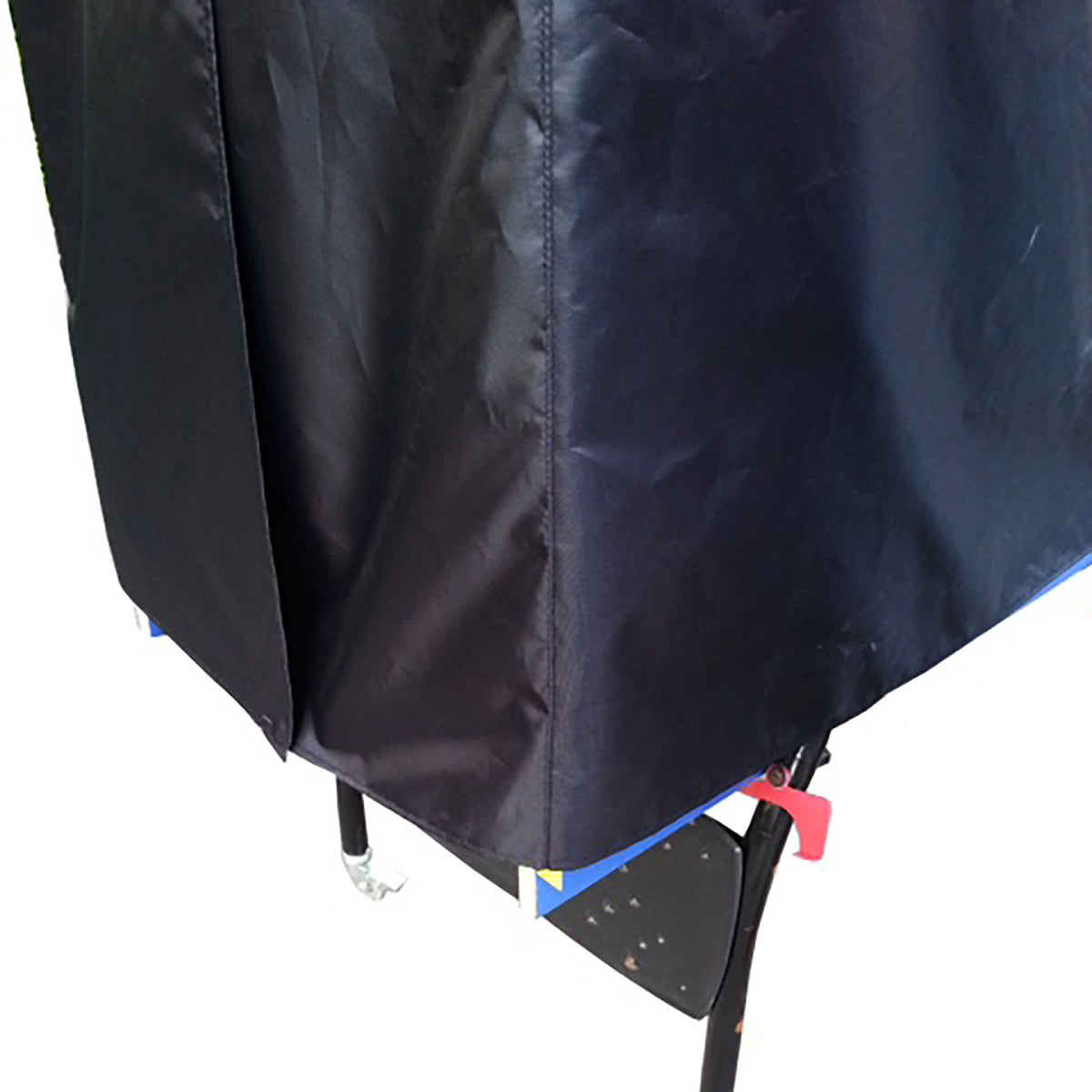 Hathaway Table Tennis Table Cover - corner seam and hem of the cover over the folded table frame