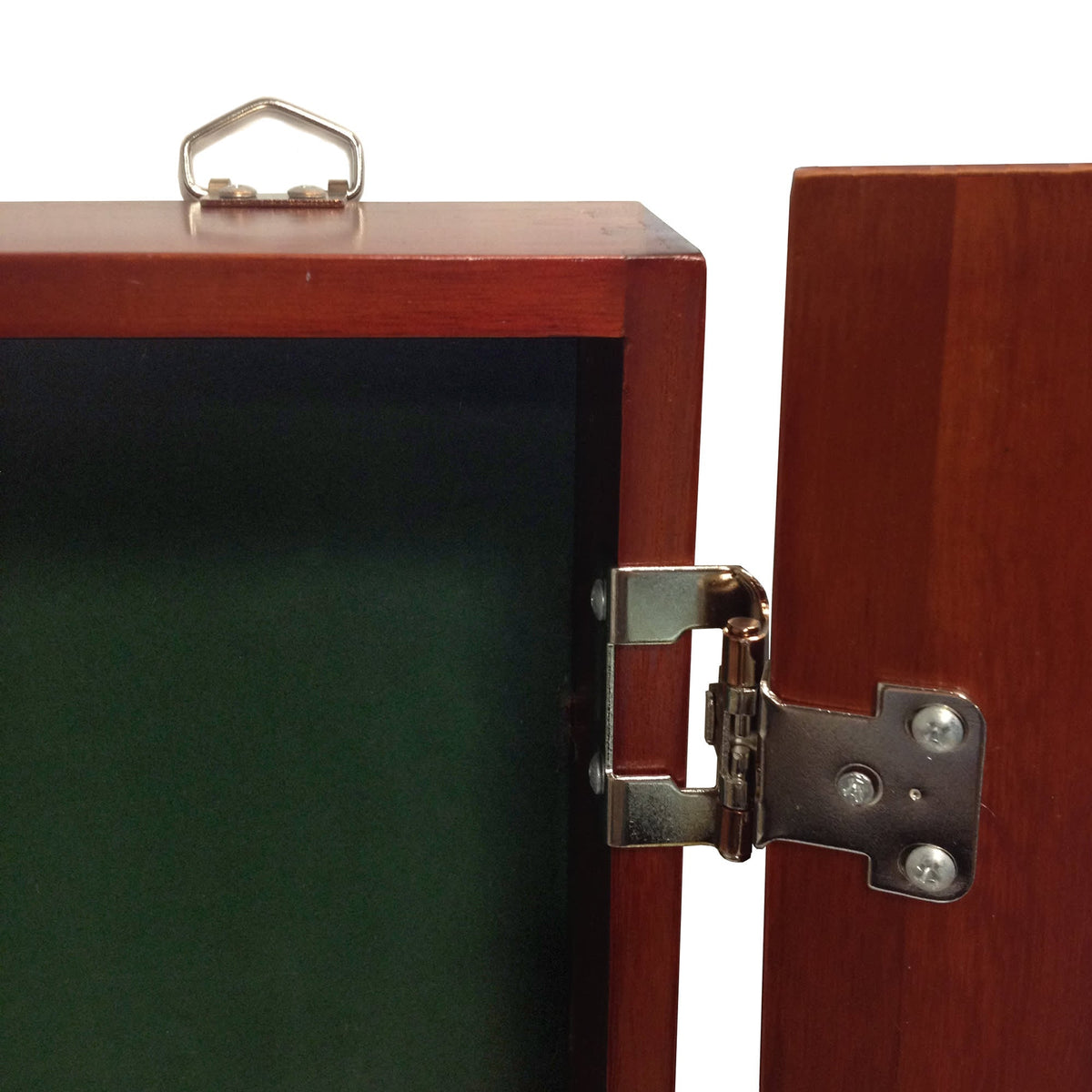 Hathaway Centerpoint Dartboard Cabinet - concealed door hinge and hanging bracket inside the case
