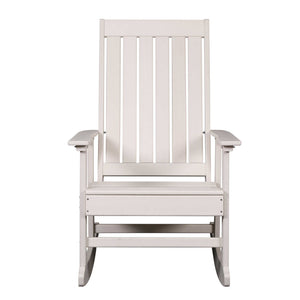 Island Retreat Adirondack Rocker, ivory - front elevation showing the slatted back and rockers