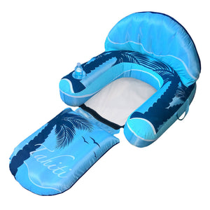 Blue Wave Drift + Escape Inflatable Pool Lounger - lounger alone showing mesh seat, backrest and footrest