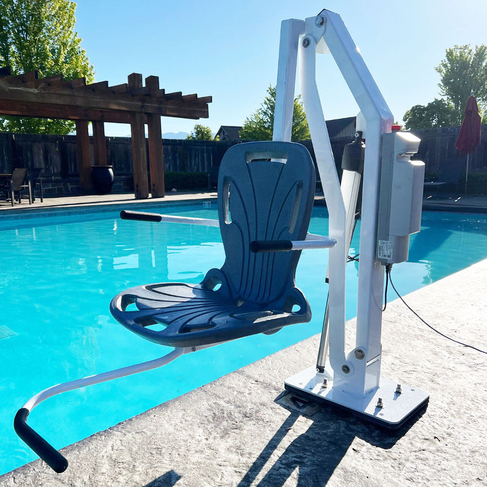 Spectrum Aquatics Aqua Buddy V2 ADA pool lift — lift on deck