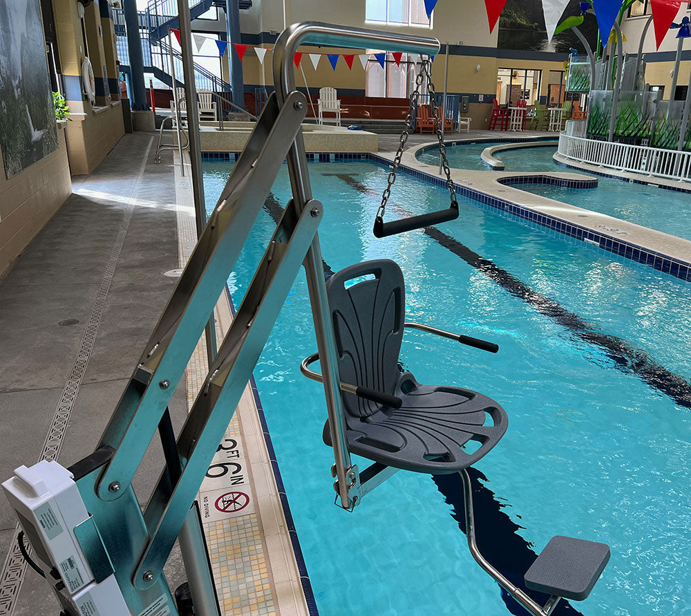 Spectrum Aquatics Traveler BP500 pool lift — lift over pool water