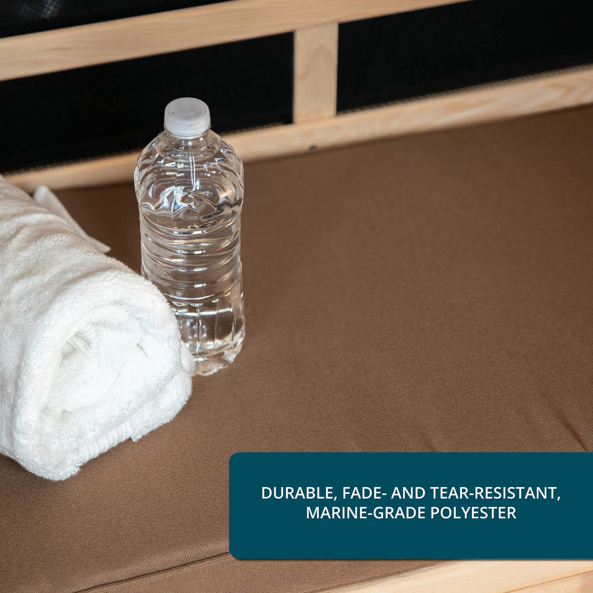 HeatWave Sauna Seat Cushion, Brown - marine-grade polyester face, fade and tear resistant