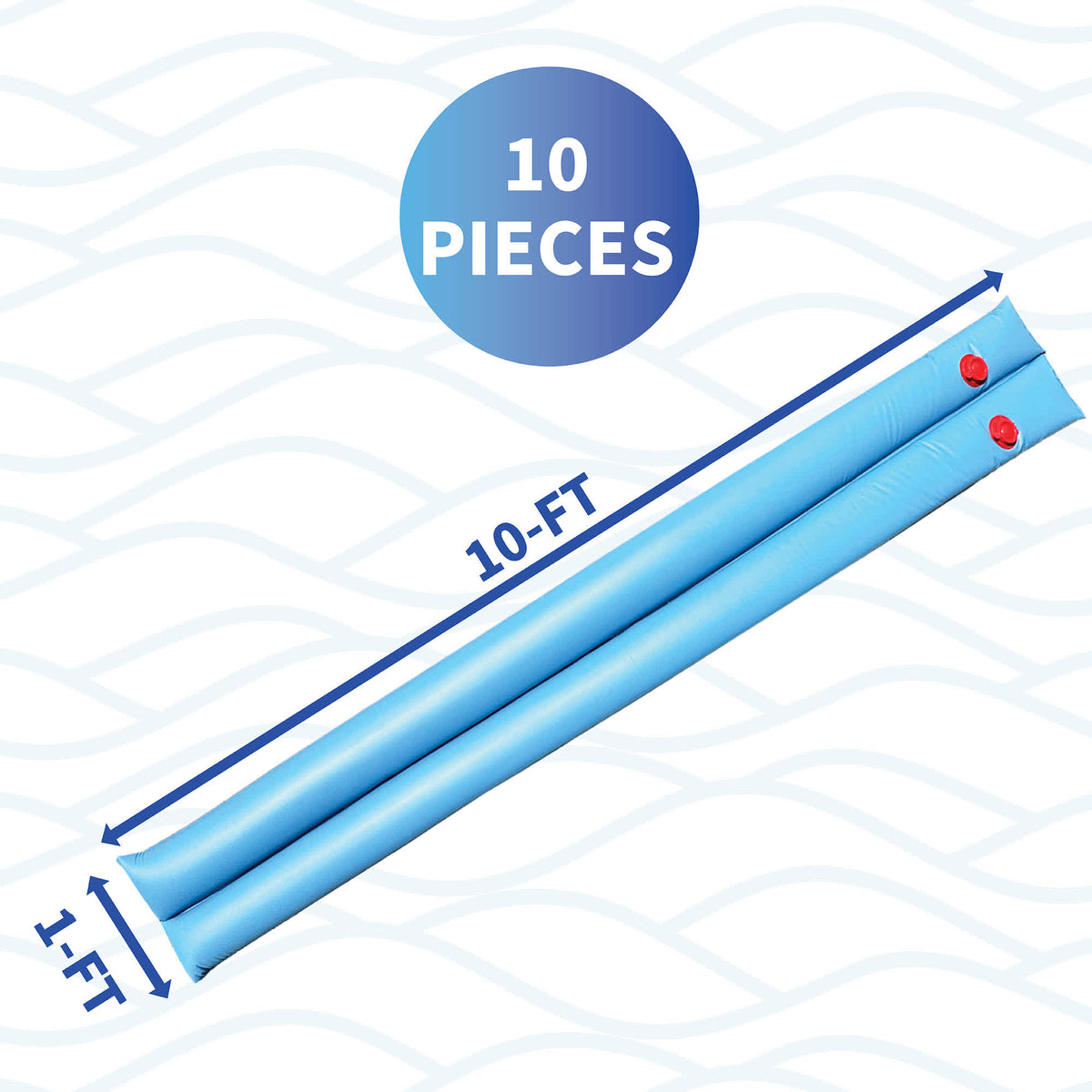 Blue Wave Double Water Tube - 10-ft option, twin chambers 1 ft across, supplied 10 to a pack