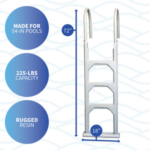 Blue Wave Aluminum/Resin In-Pool Ladder - dimensions 72 in high and 18 in wide, for 54-in pools