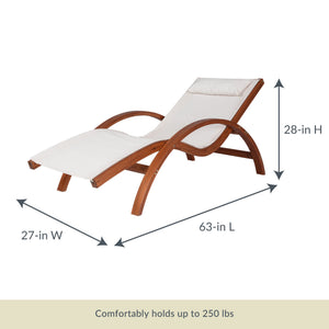 Island Retreat Bentwood Breeze Lounger - 63 in long, 27 in wide, 28 in high; holds up to 250 lb