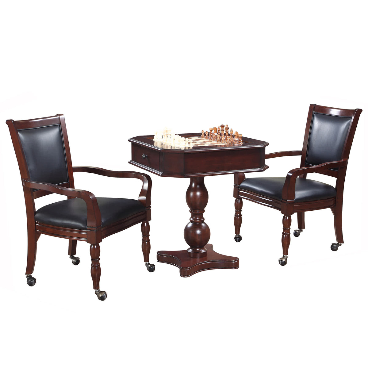 Hathaway Fortress 28-in Chess 3-in-1 Pedestal Game Table Set with Chairs Game Room Table