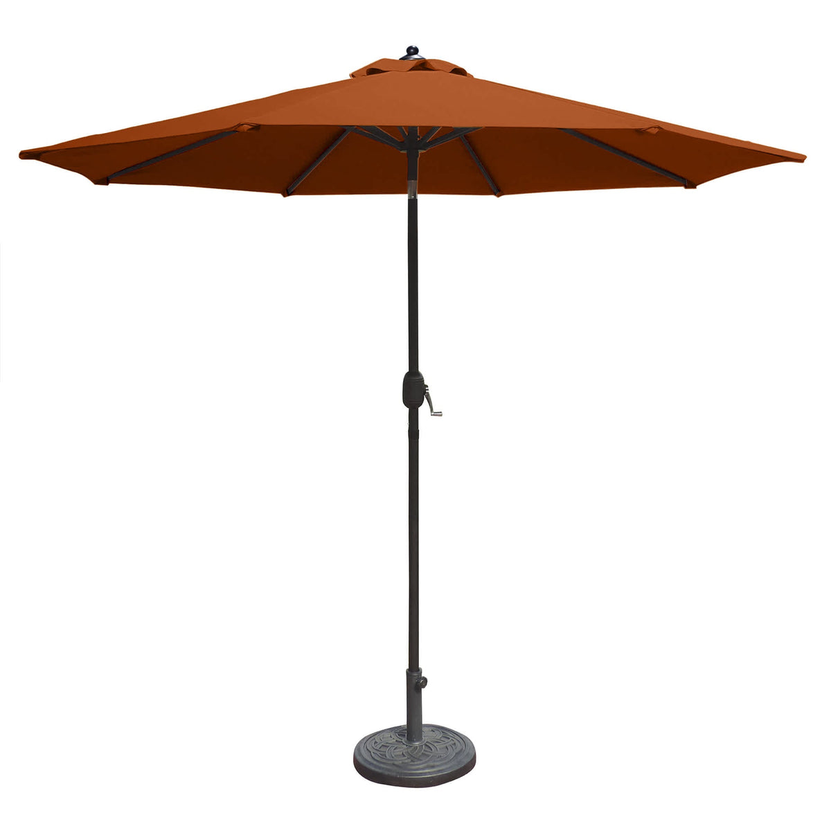 Island Umbrella Mirage Market Umbrella - terracotta Sunbrella canopy on a bronze pole