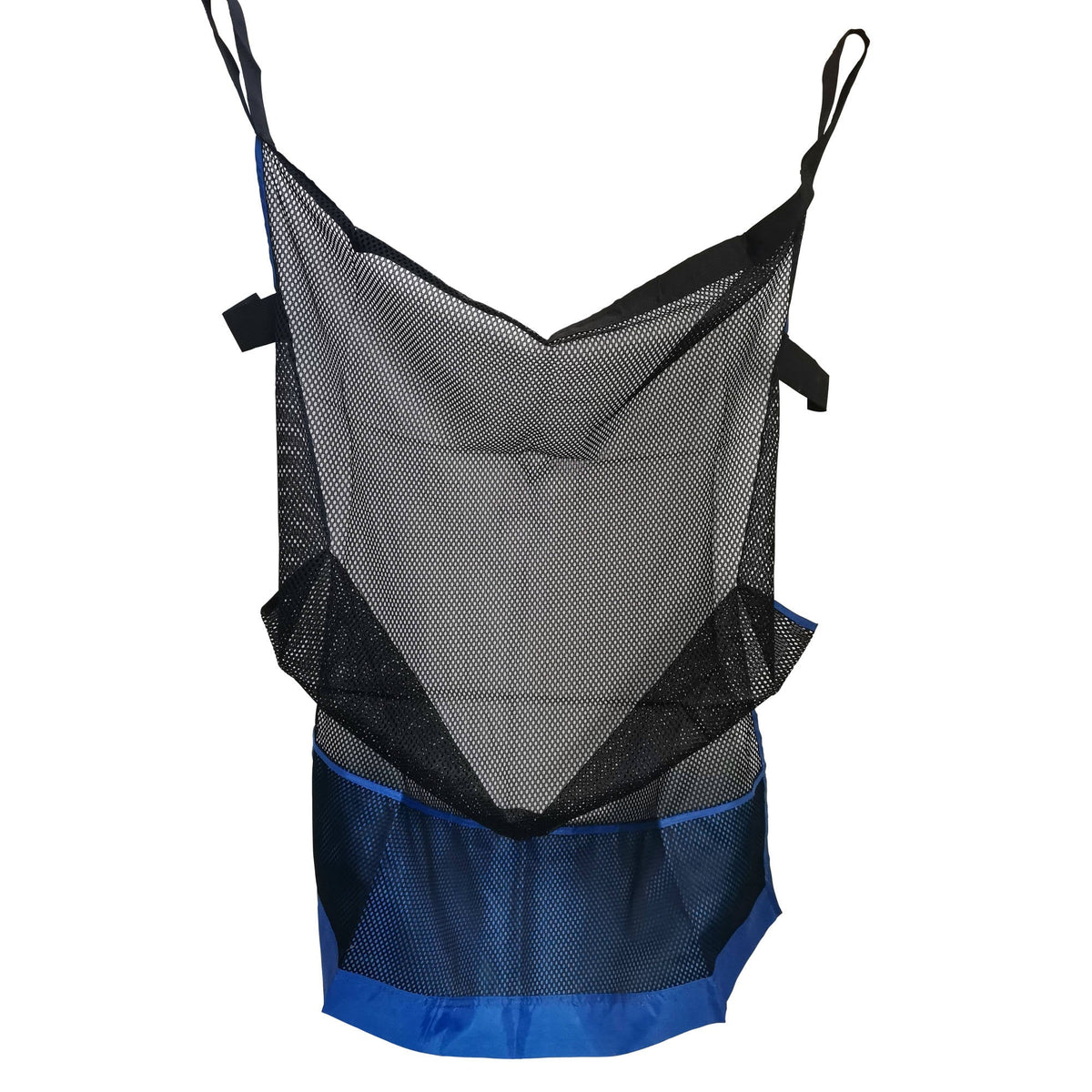 Blue Wave Noodlechair - full chair hanging by its shoulder straps, showing the sling shape