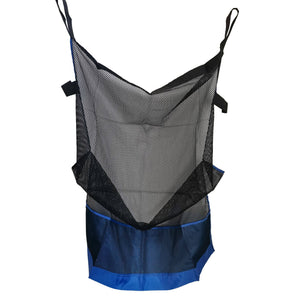 Blue Wave Noodlechair - full chair hanging by its shoulder straps, showing the sling shape