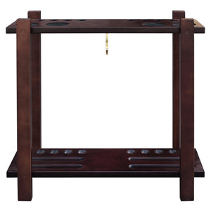 Hathaway Classic Floor Billiard Pool Cue Rack Game Room Table — Rich Mahogany