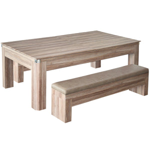 Hathaway Newport 7-ft Pool Table Combo Set with Benches - Light Oak with Red Felt Game — shown from the opposite side (3)