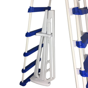 Blue Wave 52-in A-Frame Ladder - barrier panel and step mounting clamps in close-up