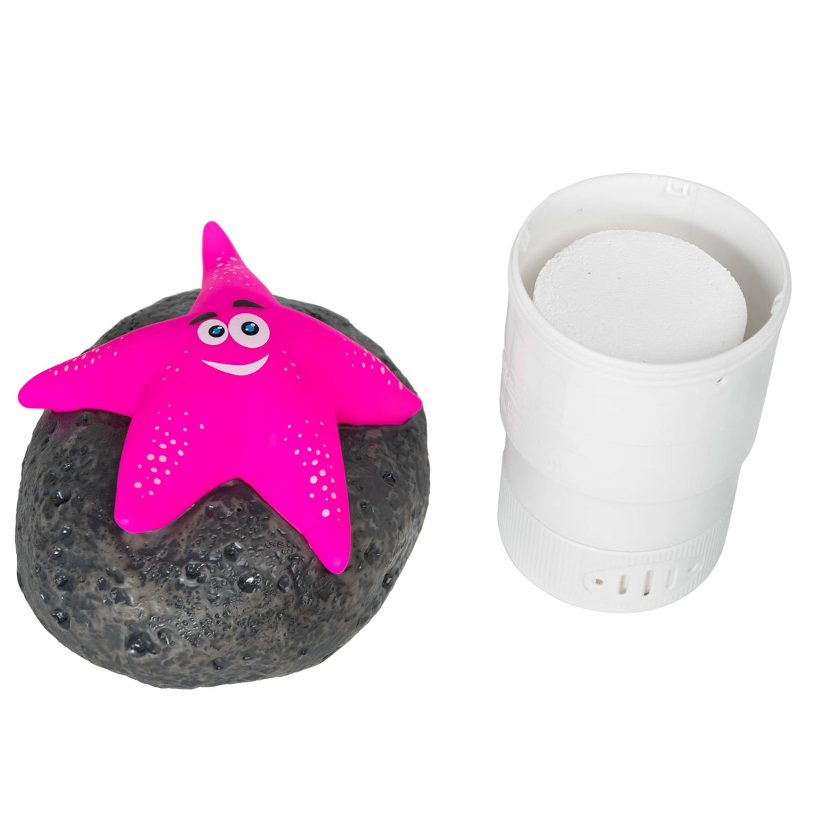 Blue Wave Starfish Character Chlorinator, Pink - float lifted off to show the tablet chamber
