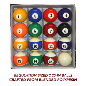 Hathaway Billiard Ball Set - regulation 2.25-in balls in blended polyresin, full numbered set